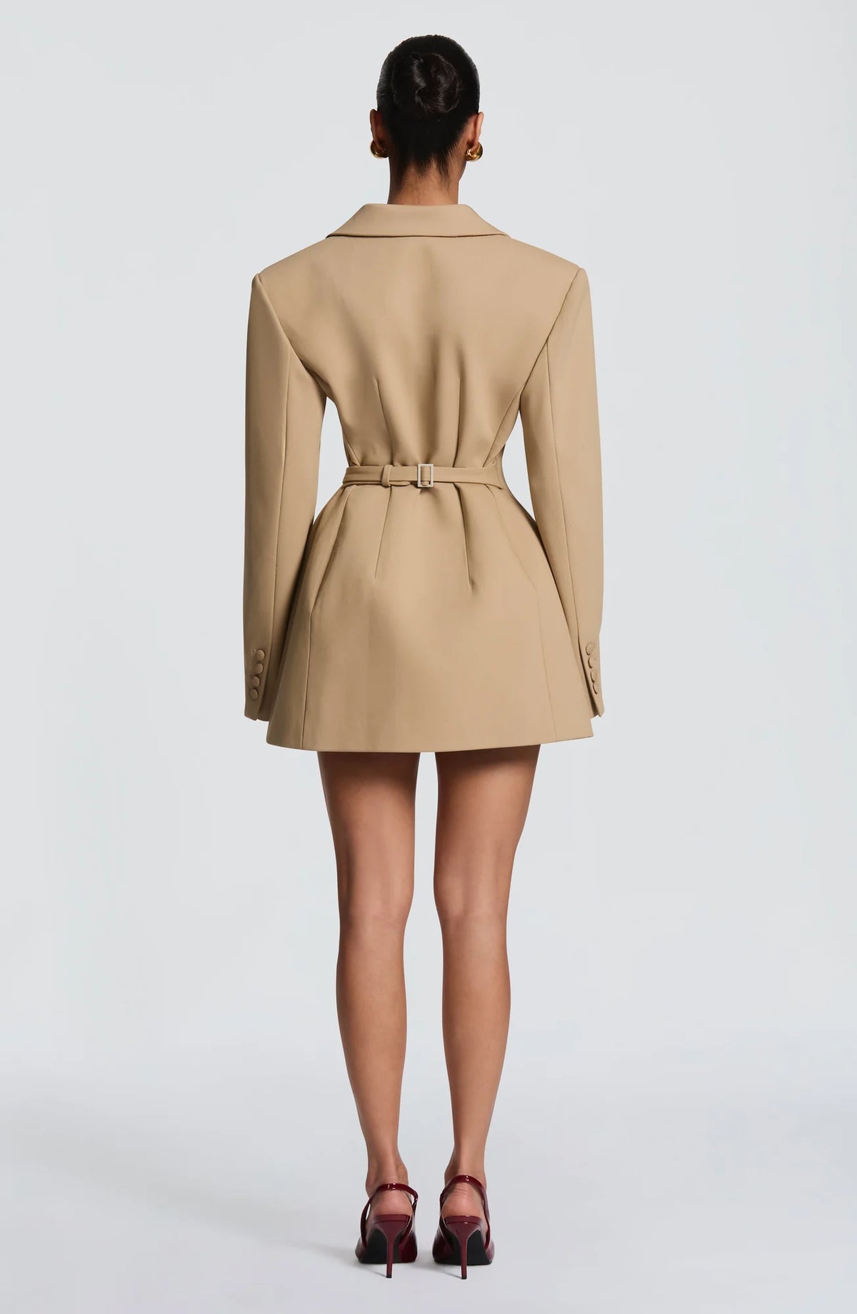 Women's Double-Breasted Blazer Mini Dress with Notched Lapel & Adjustable Waist