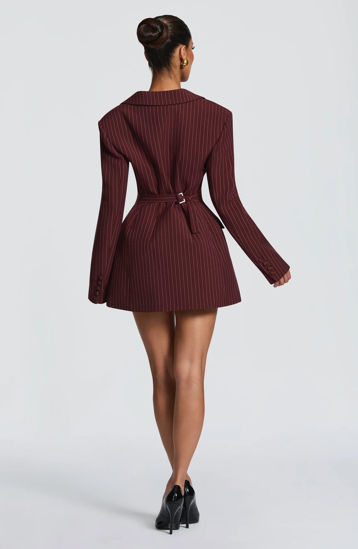 Women's Double-Breasted Blazer Mini Dress with Notched Lapel & Adjustable Waist
