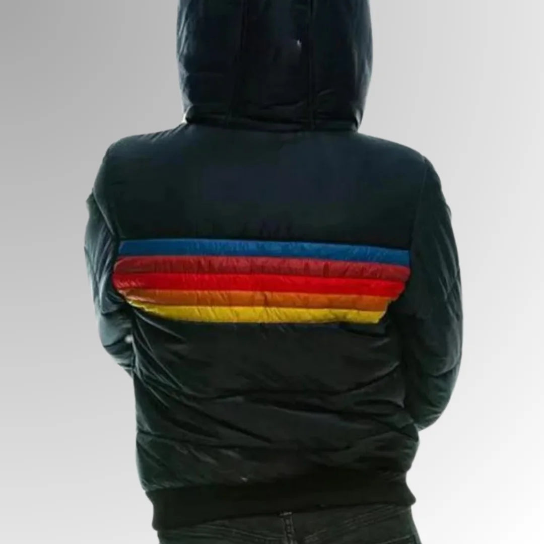 Women's Lightweight Water-Resistant Puffer Jacket with Hooded Design - Back Detail