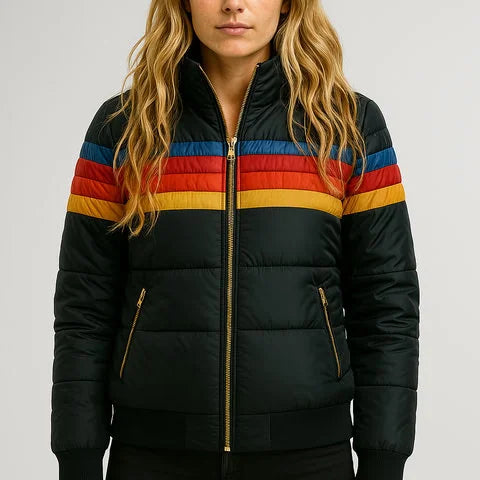 Women's Lightweight Water-Resistant Puffer Jacket with Hooded Design