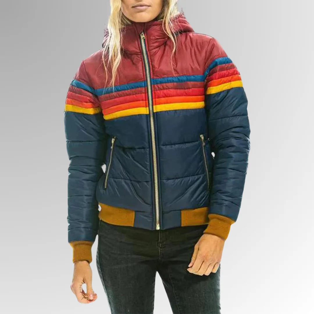 Women's Lightweight Water-Resistant Puffer Jacket with Hooded Design - Front Pose