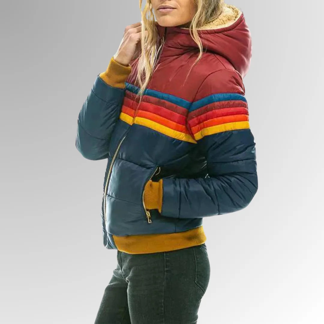 Women's Lightweight Water-Resistant Puffer Jacket with Hooded Design - Side Hood Detail