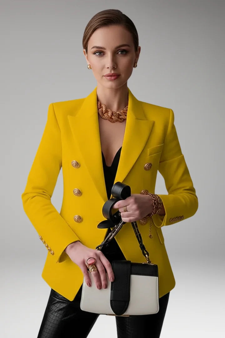Women's Blazer with Double-Breasted Button Front & Peak Lapel