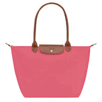 Lilac Women's Foldable Bag in Nylon with Leather Trim & Zip Closure - Front Angled