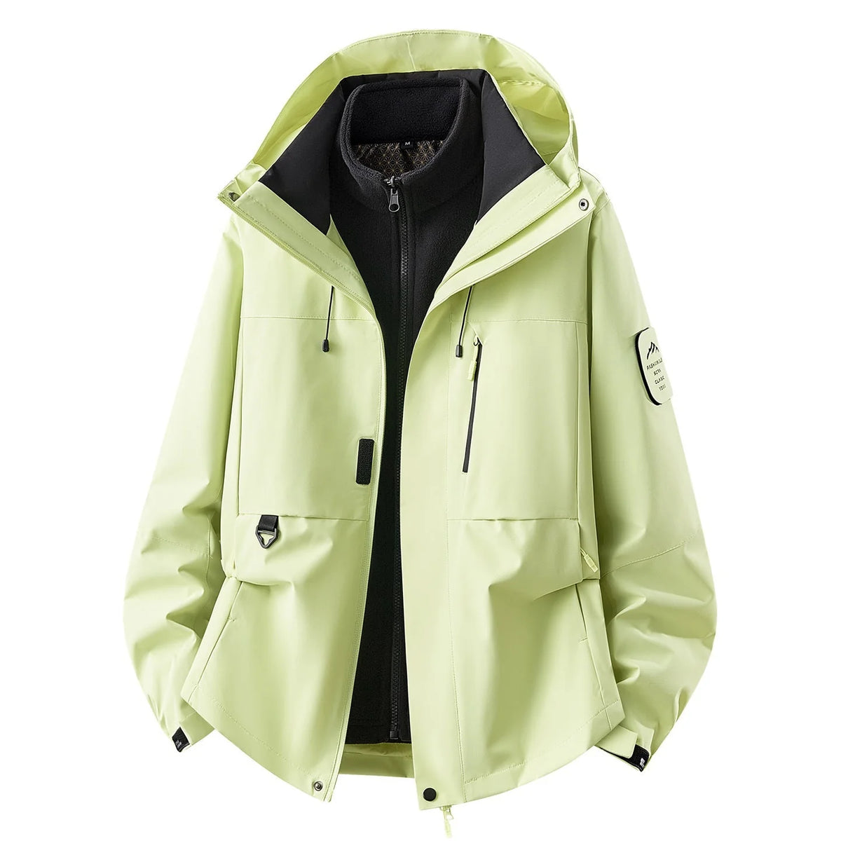 Women's Outdoor Jacket with Zip-In Layer & Adjustable Hood