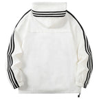 Men's Hooded Jacket with Striped Trim & Lightweight Comfort - Back Full
