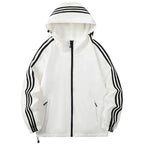 Men's Hooded Jacket with Striped Trim & Lightweight Comfort