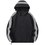 Men's Hooded Jacket with Striped Trim & Lightweight Comfort
