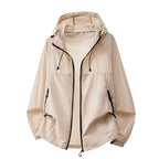 Men's Hooded Jacket with Zip Pockets & Adjustable Drawstring Hood - Flat Lay Front Repeat
