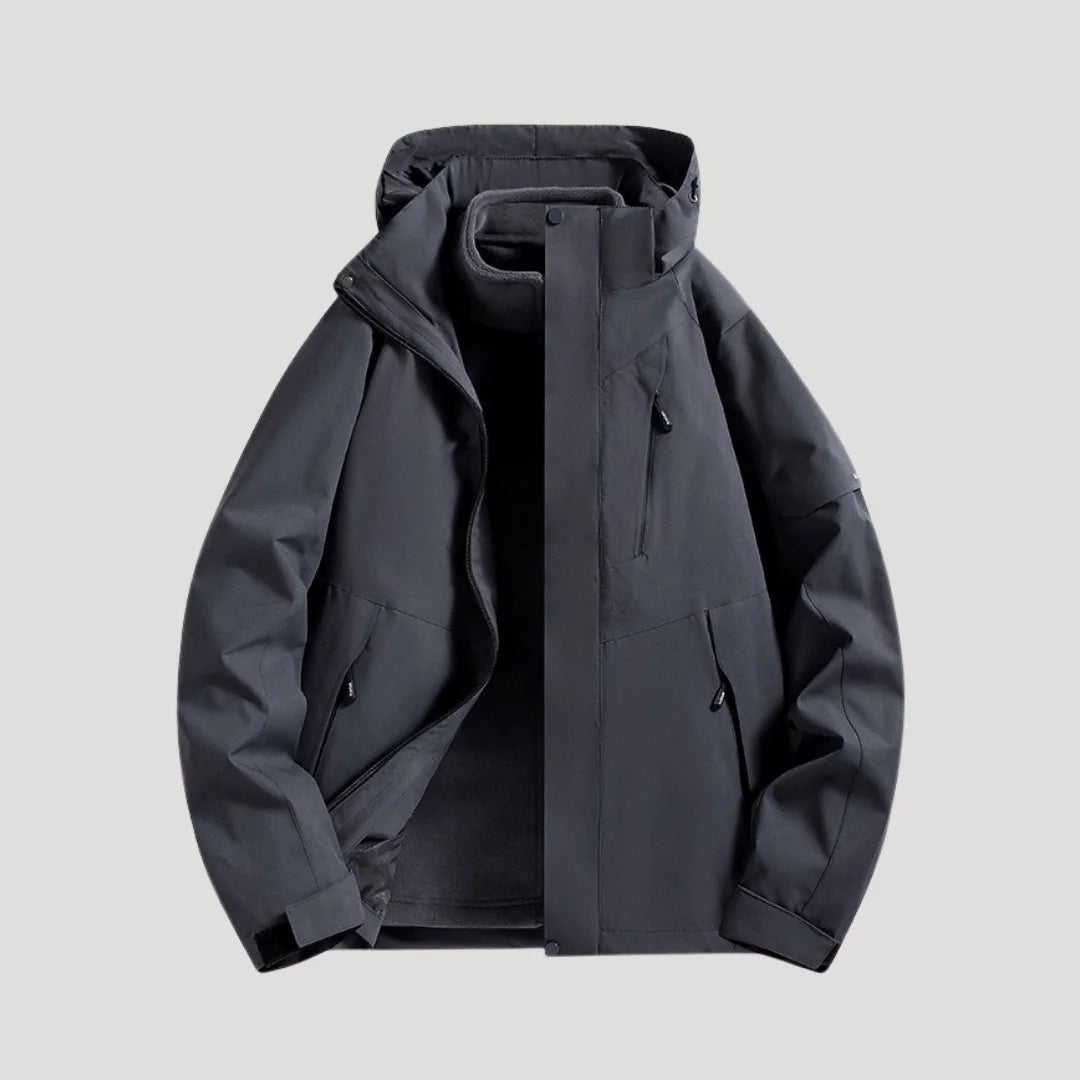 Black Women's Hooded Windbreaker Jacket with Zip Front & Adjustable Hood