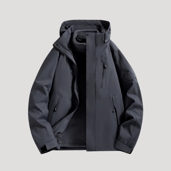 Black Women's Hooded Windbreaker Jacket with Zip Front & Adjustable Hood