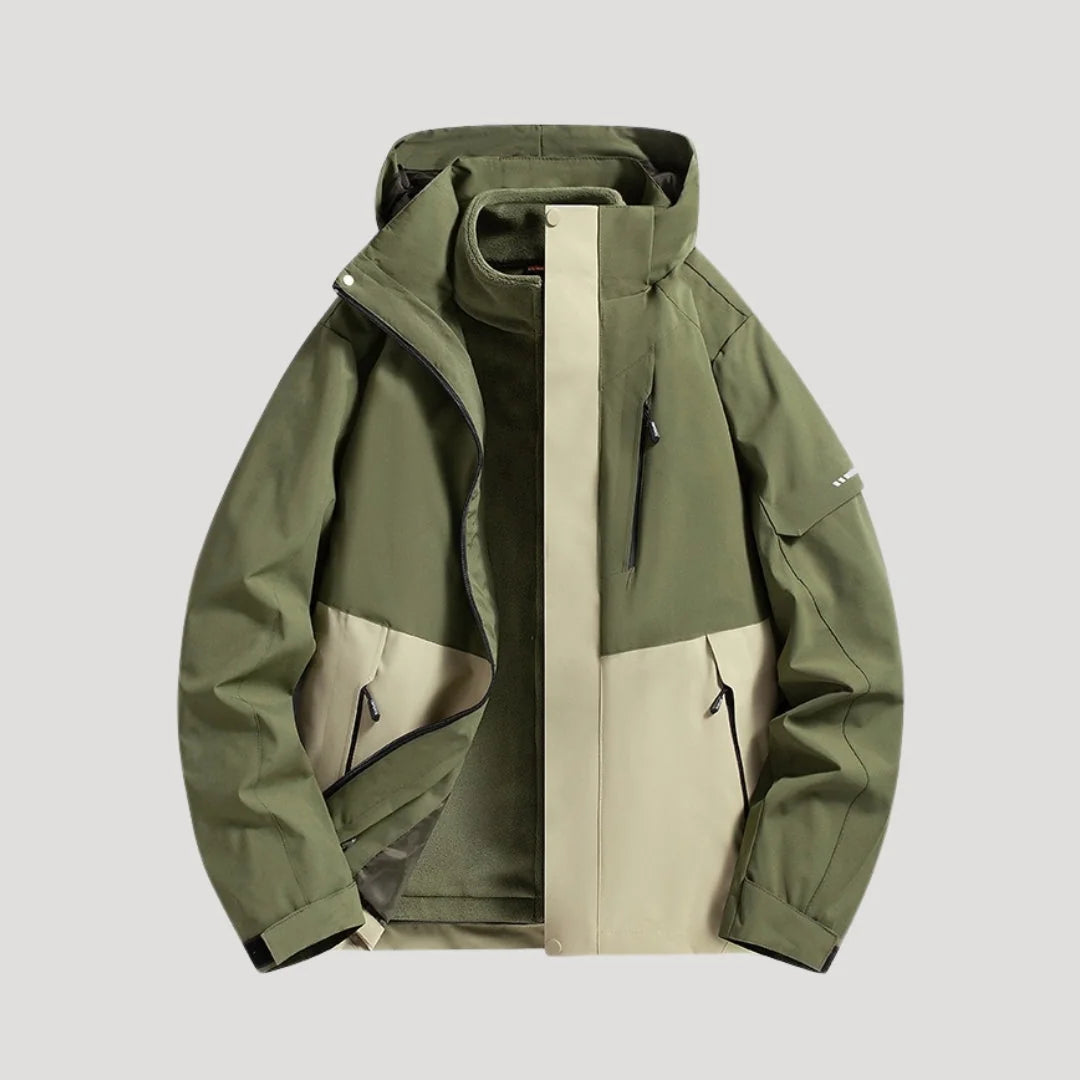 Forest Green Women's Hooded Windbreaker Jacket with Zip Front & Adjustable Hood