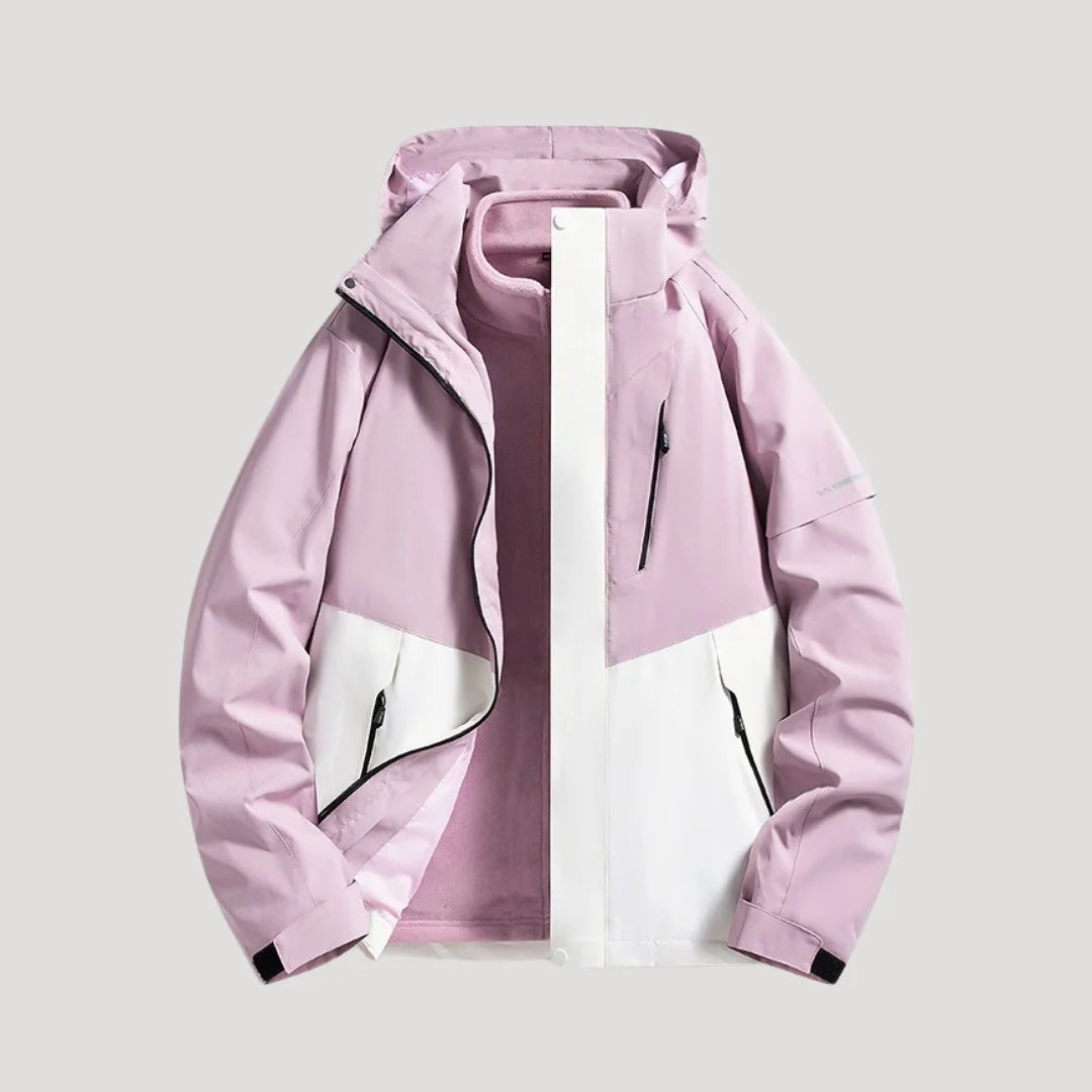 Lilac Women's Hooded Windbreaker Jacket with Zip Front & Adjustable Hood