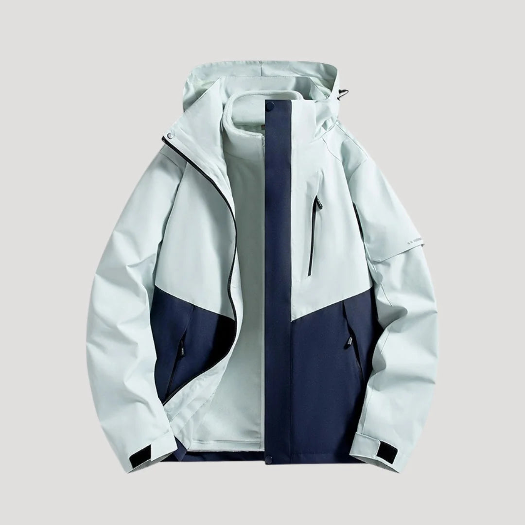 Navy Women's Hooded Windbreaker Jacket with Zip Front & Adjustable Hood