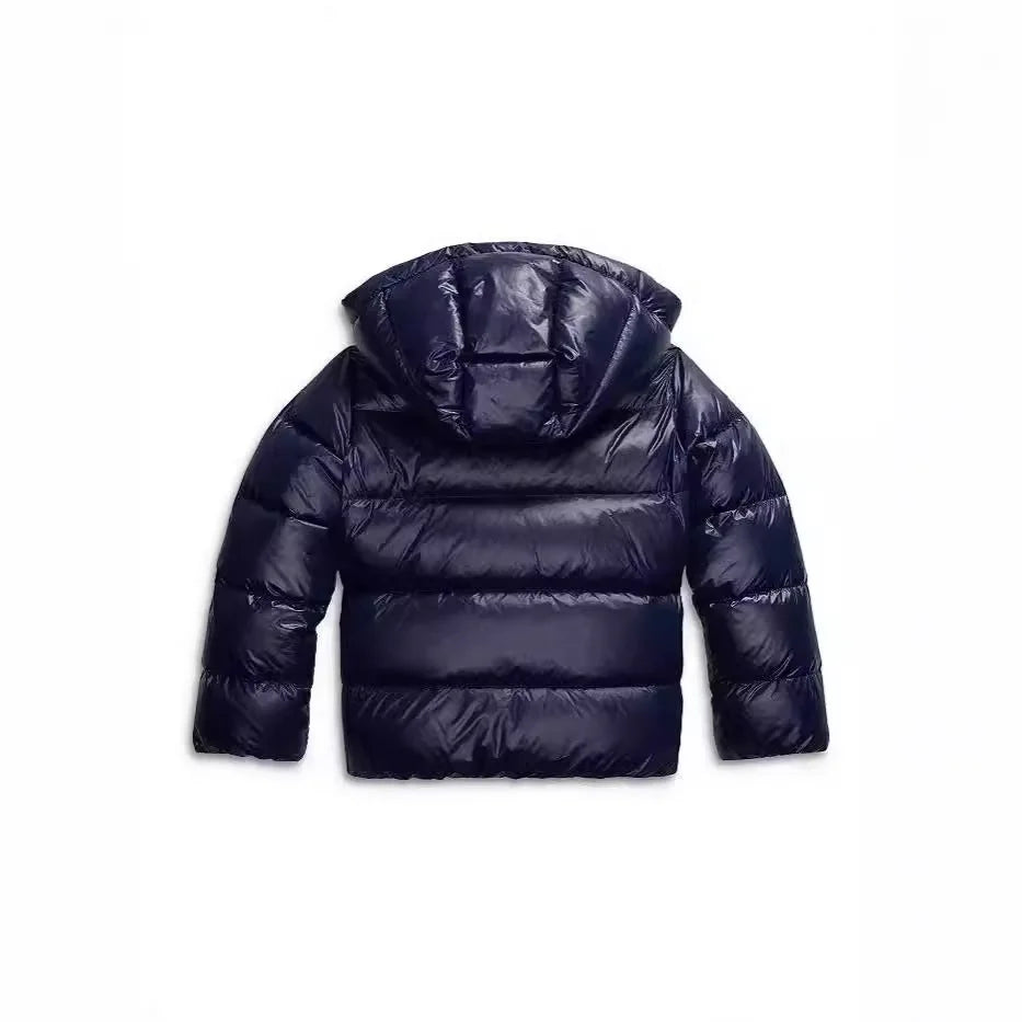 Women's Hooded Winter Jacket with Quilted Front & Side Pockets - Back Hood Up