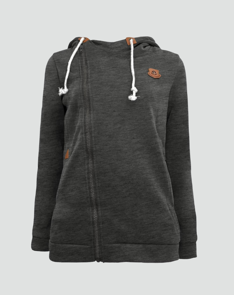 Women's Hooded Vest with Asymmetric Zip & Drawstring Hood