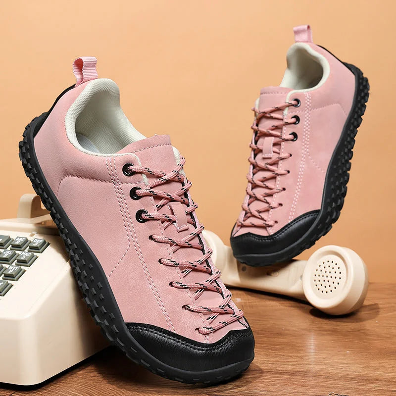 Women's Lace-Up Hiking Sneakers with Anti-Slip Sole & Reinforced Toe Cap - Pair Lifestyle Phone