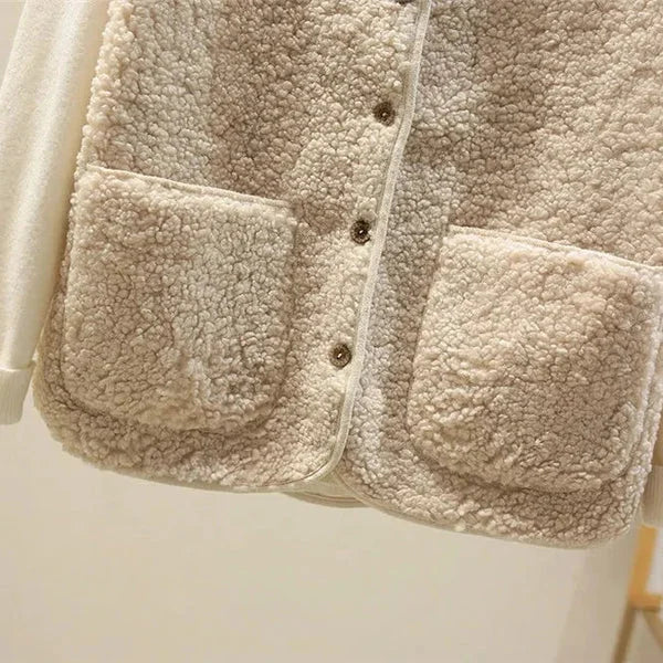 Women's Lambswool Vest with Patch Pockets & Soft Texture - Pocket Detail