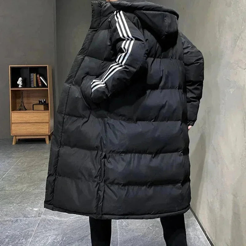 Women's Long Winter Coat with Hooded Design & Relaxed Fit - Back Full Hood