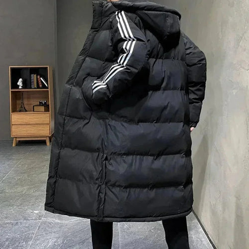Women's Long Winter Coat with Hooded Design & Relaxed Fit - Back Full Hood