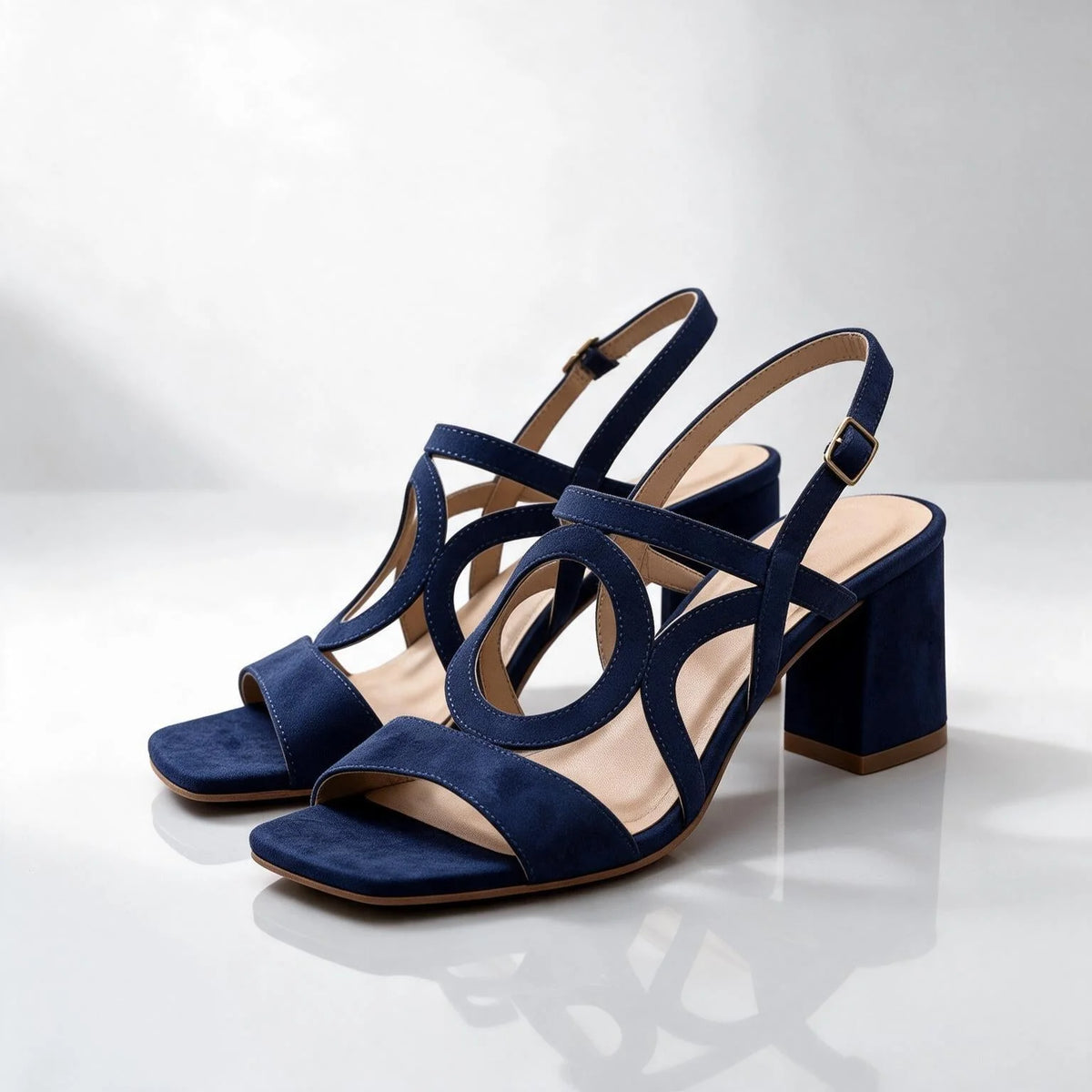 Blue Women's Loop Sandals with Cushioned Insole & Block Heel