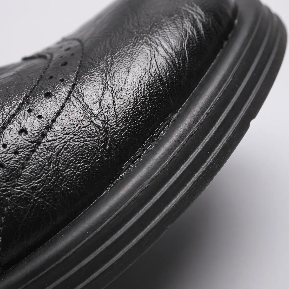 Women's Mary Jane Pumps with Brogue Detailing & Buckle Strap - Toe Close Up