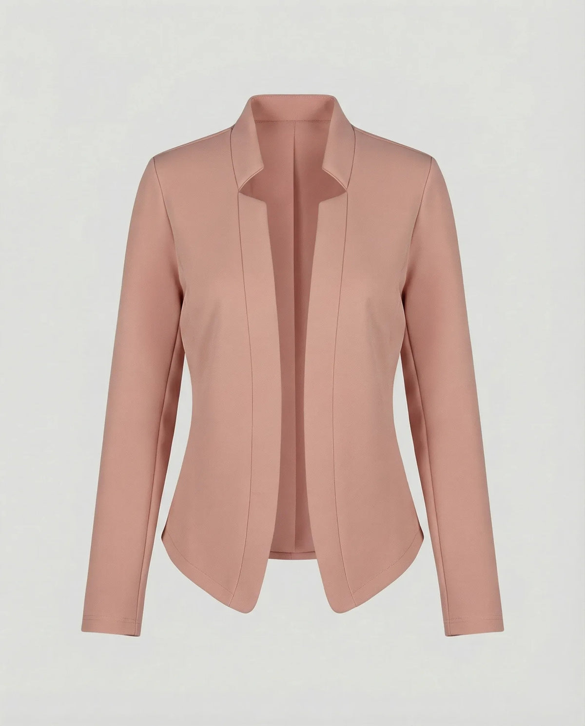 Pink Women's Open-Front Tailored Blazer with Curved Hem