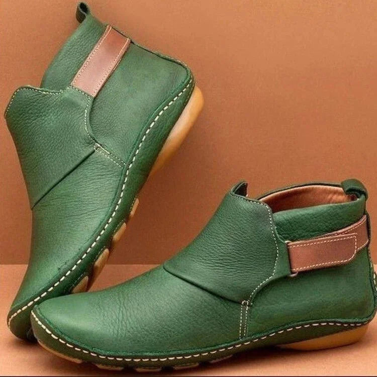 Green Women's Orthopedic Ankle Boots with Slip-On Design & Pull-Tab Heel - Pair Studio Shot