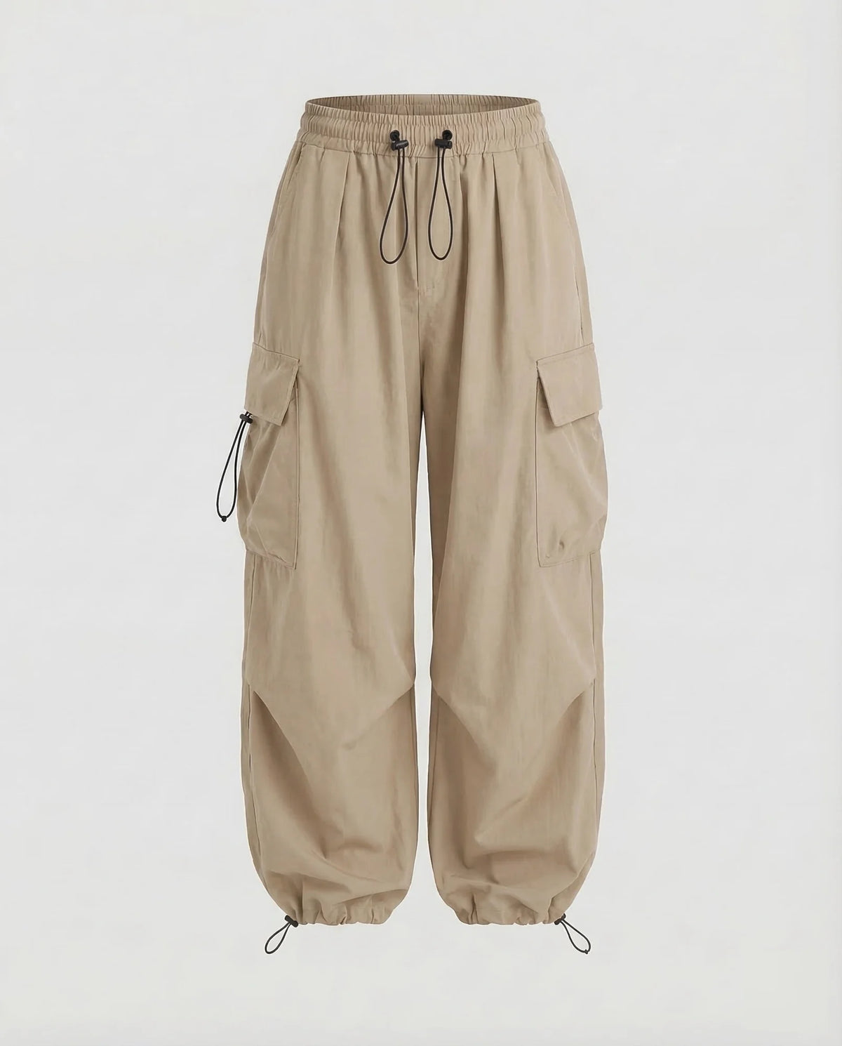 Apricot Women's Oversized Cargo Pants with Drawstring Waist & Flap Pockets — Layla