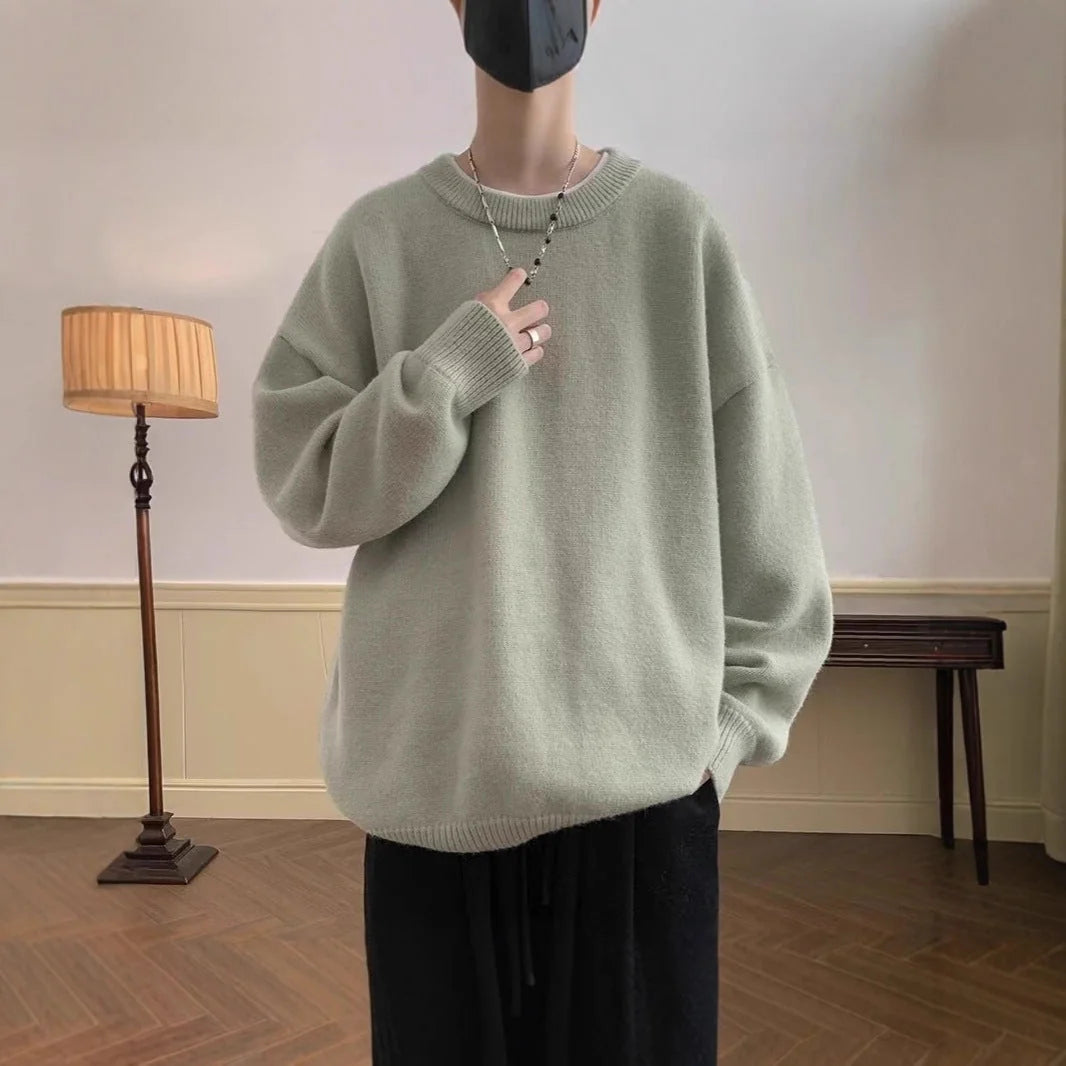 Women's Oversized Sweater with Round Neckline & Stretchy Cuffs - Worn Lifestyle Lamp