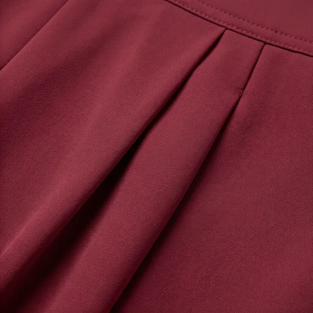 Women's Pleated Palazzo Pants with High-Waisted Wide-Leg Drape - Pleat Fabric Closeup