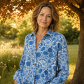 Women's Floral Print Blouse — Amelia Split Neck Long Sleeve