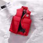 Red Men's Padded Vest with Stand Collar & Cargo Pockets