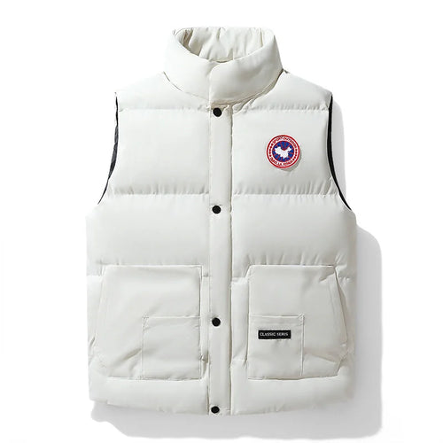 Men's Padded Vest with Stand Collar & Cargo Pockets - Front Full