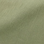 Green Women's Relaxed-Fit Linen Blend Top with Side-Button Detail — Dora - Fabric Close Up