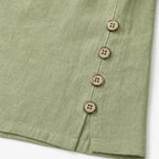 Women's Relaxed-Fit Linen Blend Top with Side-Button Detail - Hem Button Detail