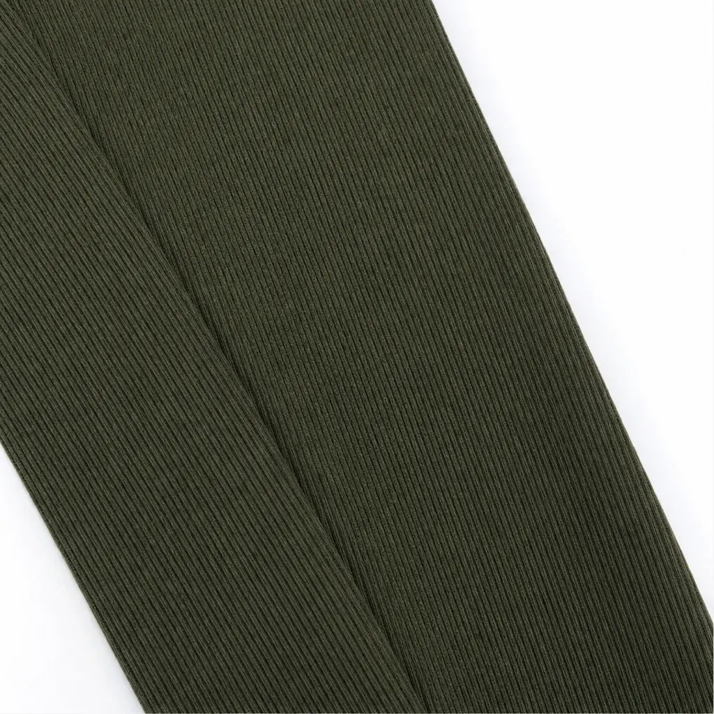 Women's Split-Sleeve Top and Pants Set with Relaxed Fit & Stretchy Knit - Green Fabric Close Up