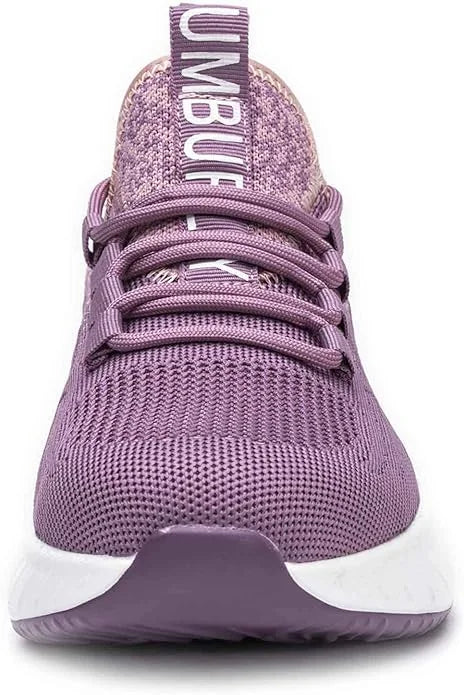 Purple Women's Steel Toe Sneakers with Air-Cushioned Sole & Breathable Mesh Upper - Front View Closeup