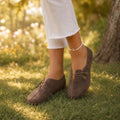 Women's Suede Slip-On Sandals — Hadley Button Detail Flexible Flat