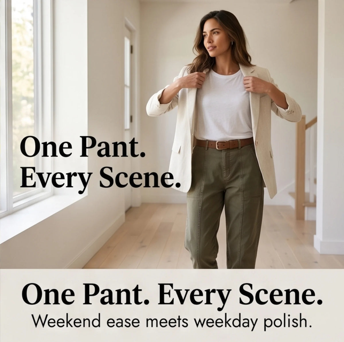 Women's Utility Pants with Tapered Ankle Fit & Cargo Pocket - Khaki Ad Hallway Blazer