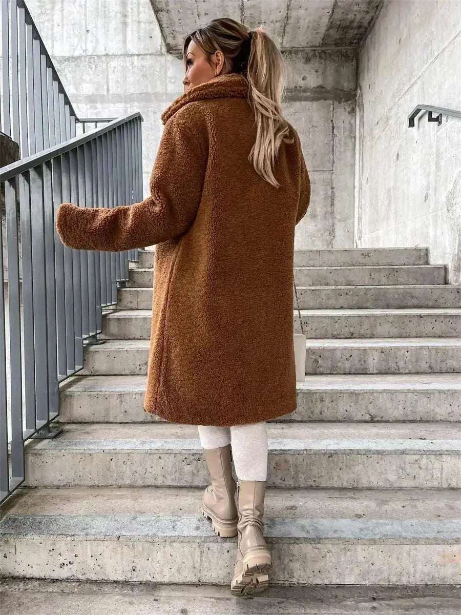 Women's Coat with Button-Front Closure & Notched Collar - Back Full