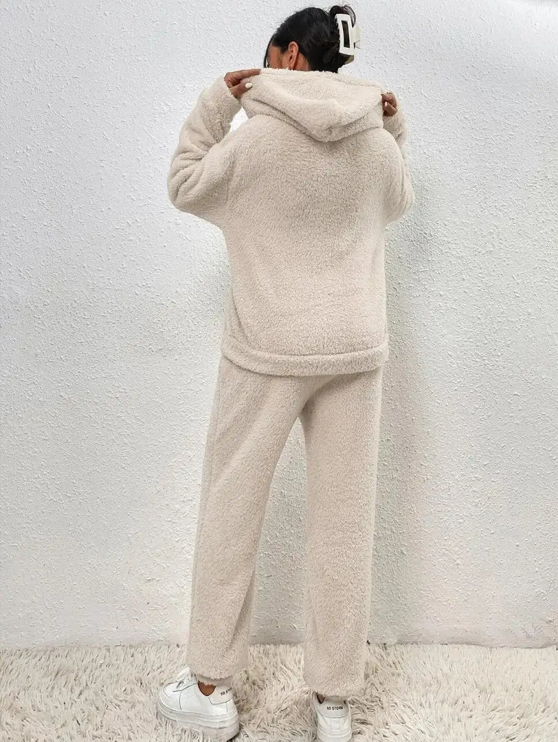 Women's Tracksuit with Hooded Pullover & Relaxed Fit - Back Full Standing