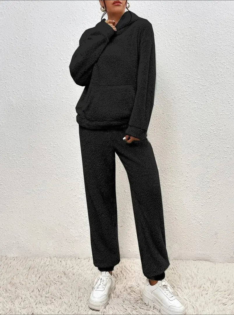 Women's Tracksuit with Hooded Pullover & Relaxed Fit - Front Full