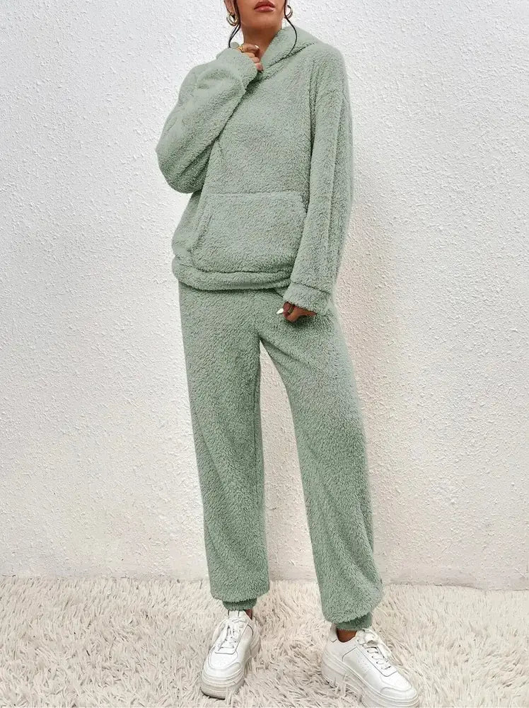 Women's Tracksuit with Hooded Pullover & Relaxed Fit - Front Full