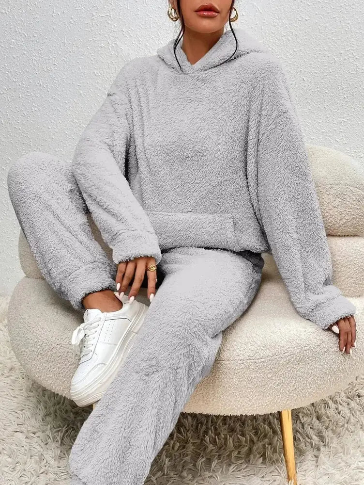 Grey Women's Tracksuit with Hooded Pullover & Relaxed Fit — Helena