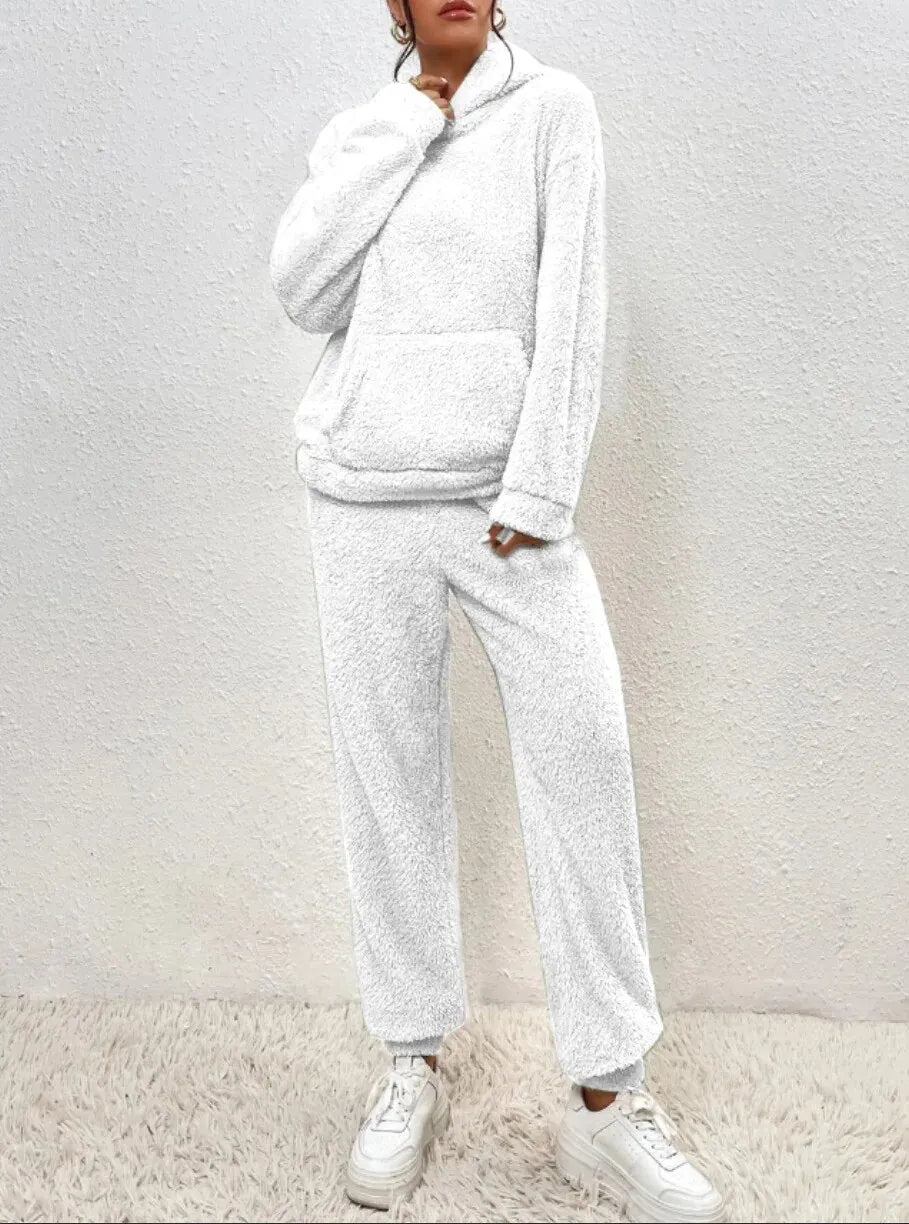 Women's Tracksuit with Hooded Pullover & Relaxed Fit - Front Full