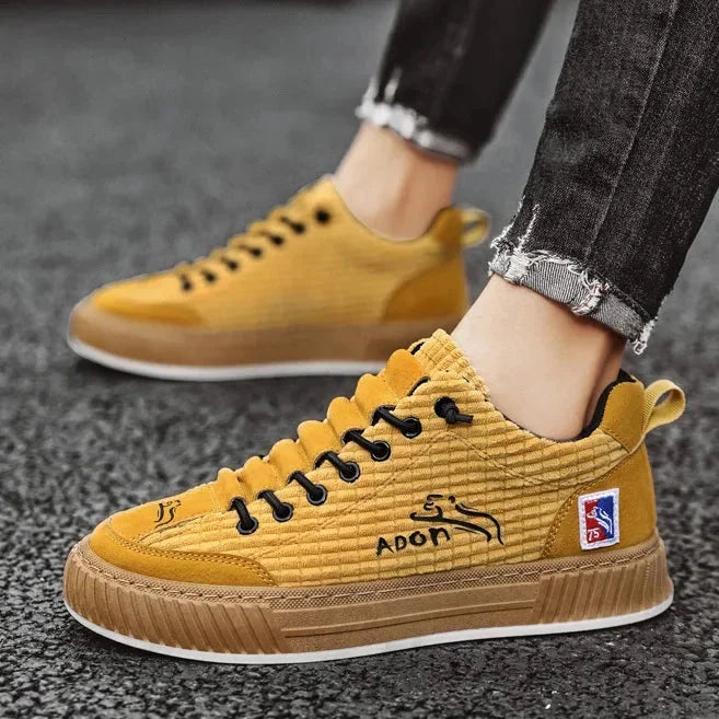 Camel Women's Low Top Sneakers with Textured Lace-Up Design & Pull Tab - Lace Close Up