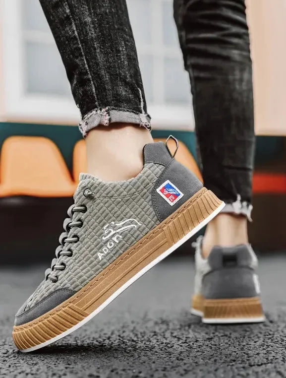 Women's Low Top Sneakers with Textured Lace-Up Design & Pull Tab - Back Walking