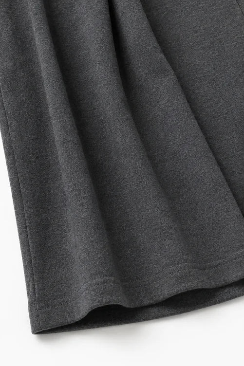Women's Turtleneck Pants Set with Wide-Leg Trousers & Relaxed Drape - Hem Fabric Detail