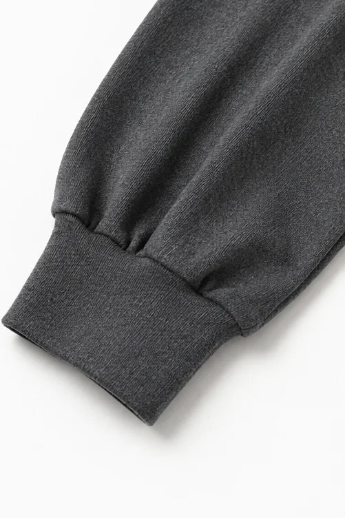 Women's Turtleneck Pants Set with Wide-Leg Trousers & Relaxed Drape - Sleeve Cuff Detail